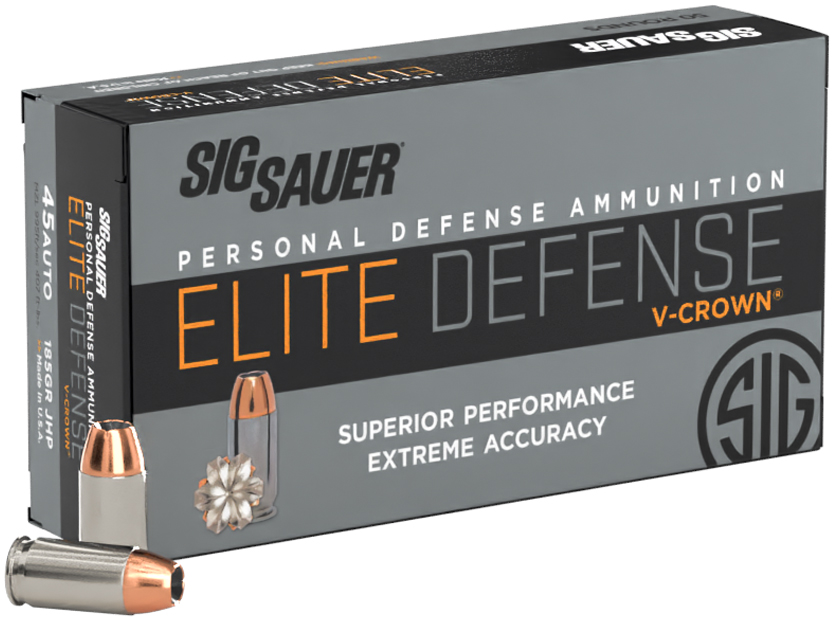 SIG AMMO 45ACP 185GR ELITE V-CROWN JHP 50/10 - Ammunition